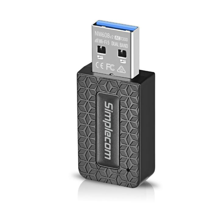 Simplecom NW608v2 WiFi 5 AC1300 Dual-Band USB 3.0 Wireless Adapter Simplecom NW608v2 WiFi 5 AC1300 Dual-Band USB 3.0 Wireless Adapter